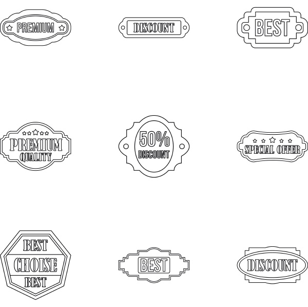 sticker icons set outline style