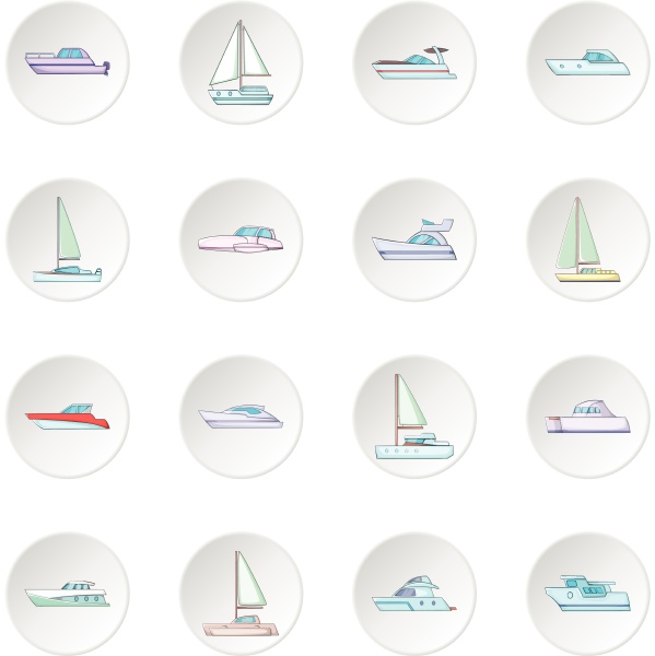 yachts icons set