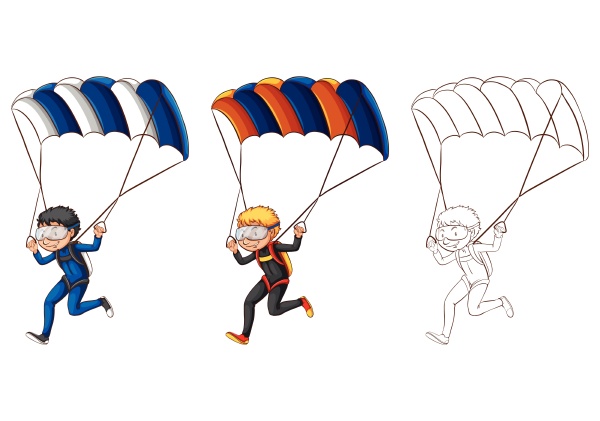 drafting character for man doing parachute