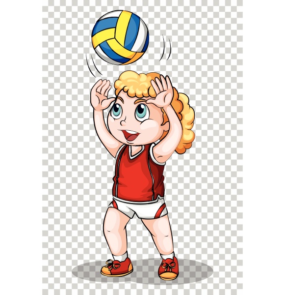 girl playing volleyball on transparent background