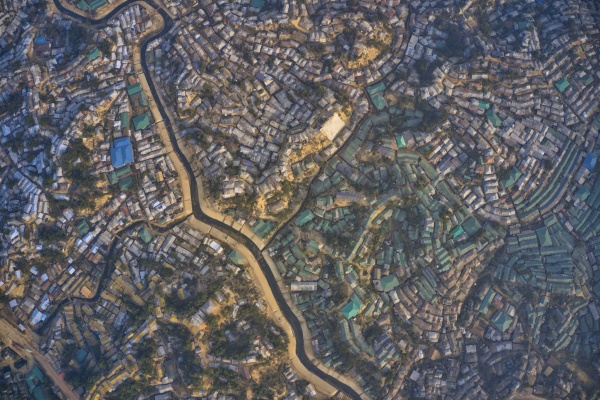 aerial view of a huge refugee