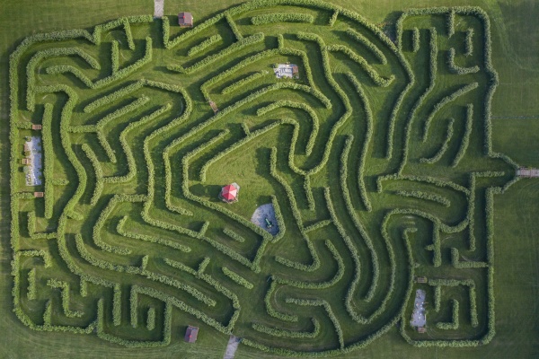 aerial view of a beautiful maze