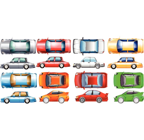 private cars in many colors