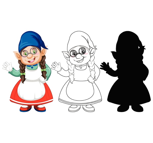 gnome in color and outline and
