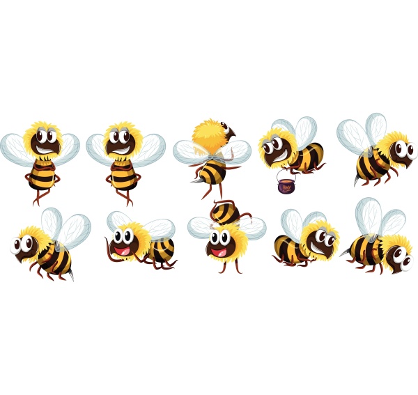 set of bee character
