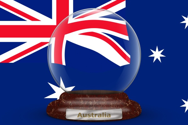 flag of australia on snow globe