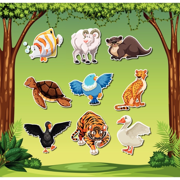set of animal sticket