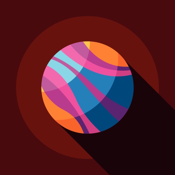 striped planet icon flat style