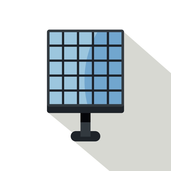 electric solar panel icon flat