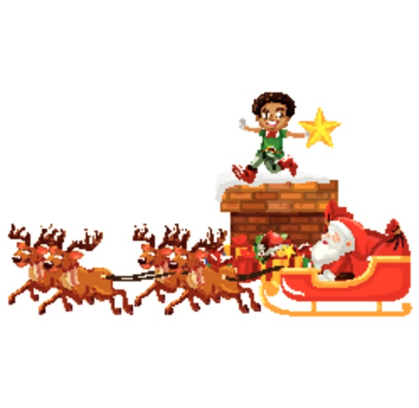 santa claus on sleigh with reindeer