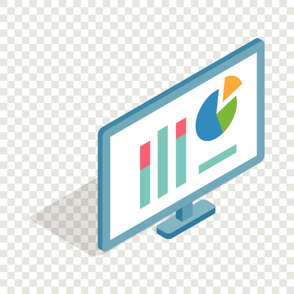 monitor with charts isometric icon