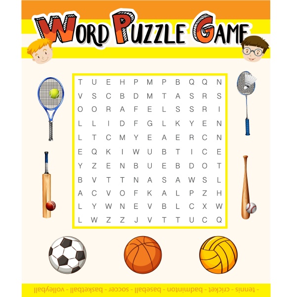 word puzzle game with sport theme