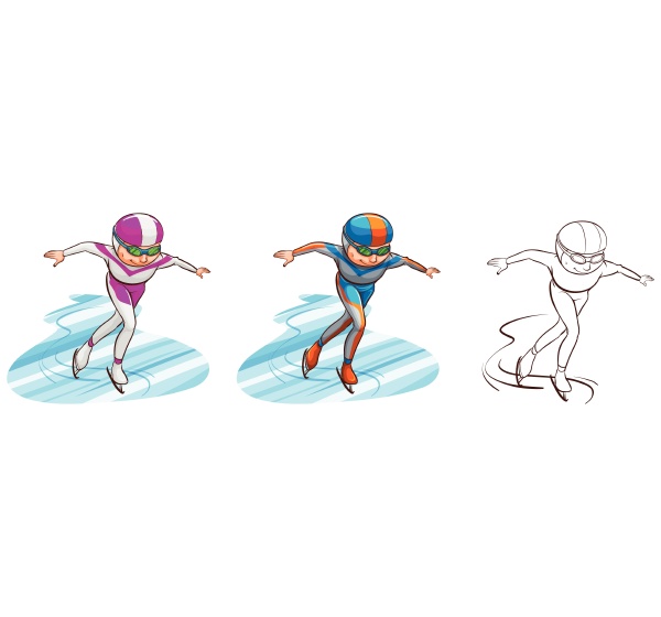 man doing iceskate in three sketches