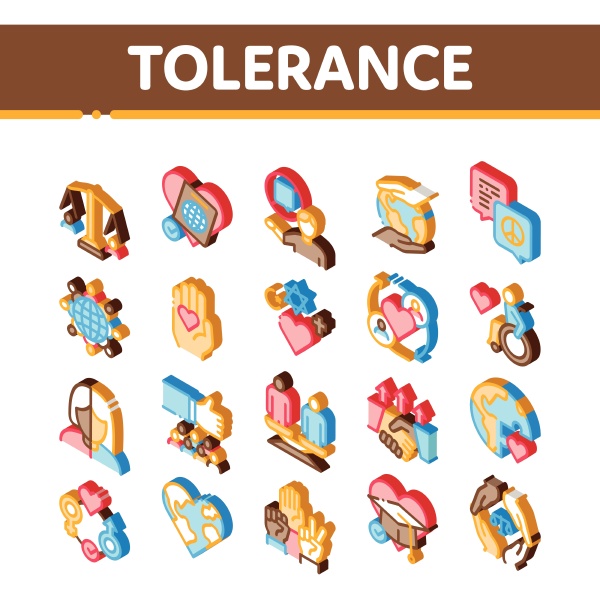 tolerance and equality isometric icons set