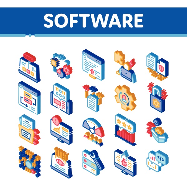 software testing and analysis icons set