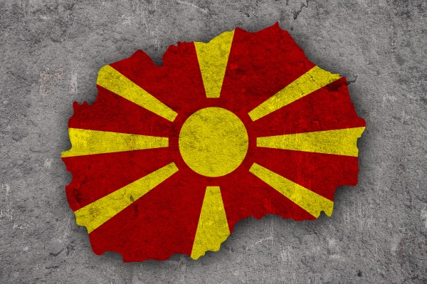 map and flag of north macedonia
