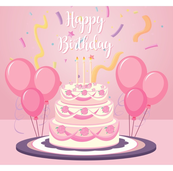 a birthday cake on pink background