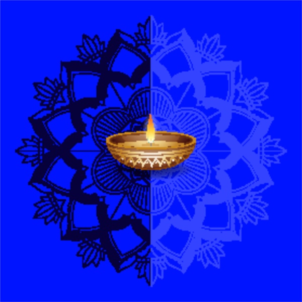candle light on blue mandala background