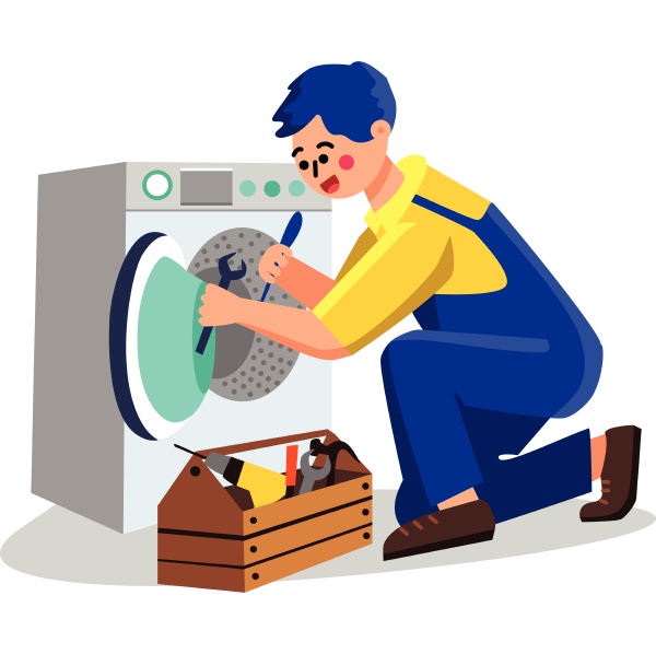 washing machine service plumber repair vector