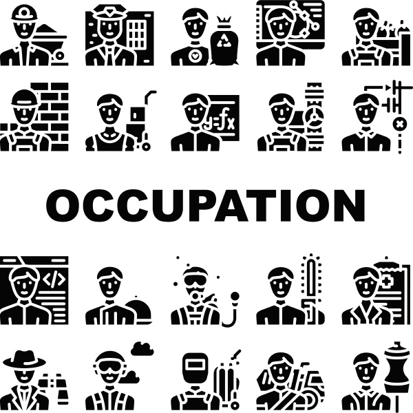 male occupation job collection icons set