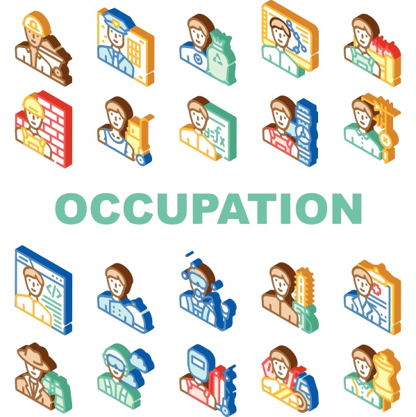 male occupation job collection icons set