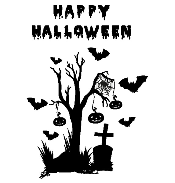 halloween theme with bats and gravestone