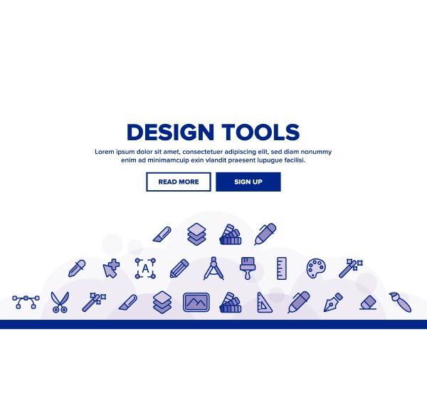 design tools vector thin line icons