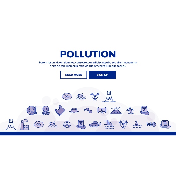 pollution of environment vector thin line