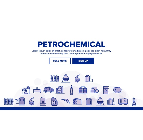 petrochemical industry vector thin line icons