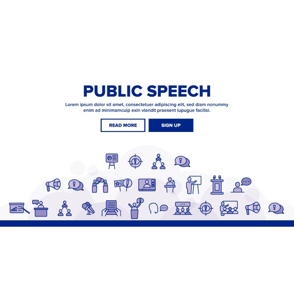public speech vector thin line icons