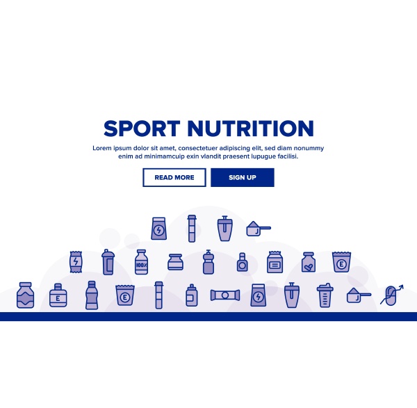 sport nutrition vector thin line icons