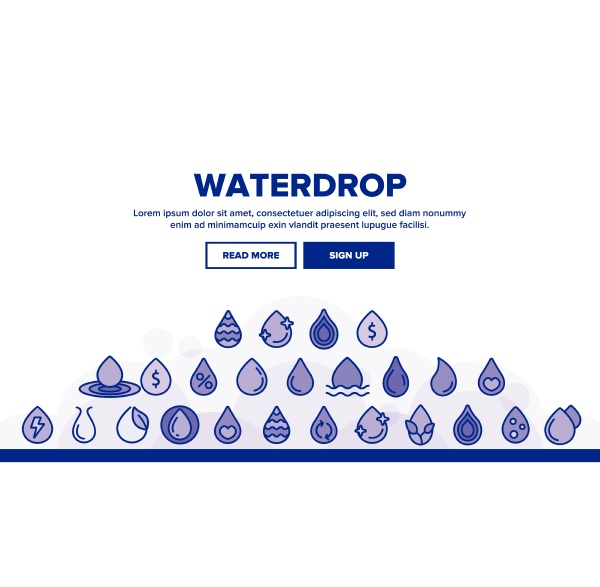 water drop vector thin line icons