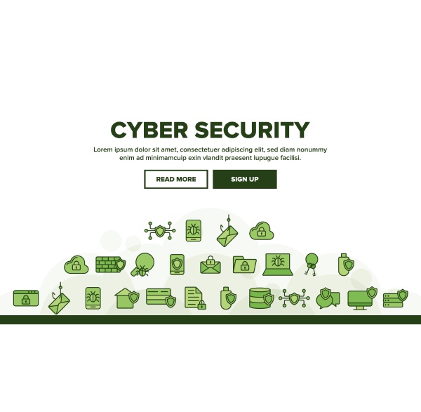 cyber security vector thin line icons