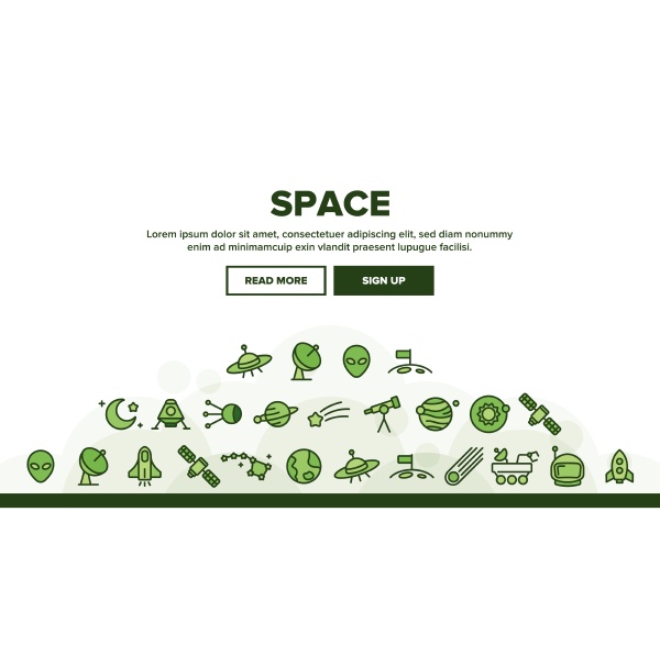 space exploration vector thin line icons