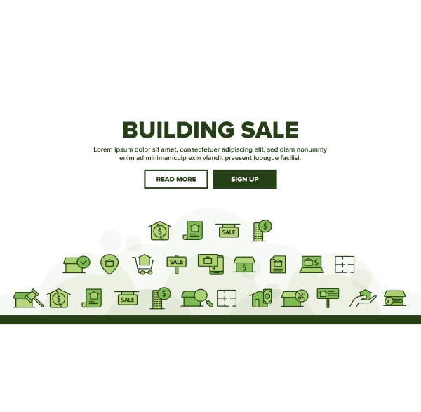 buildings for sale vector linear icons
