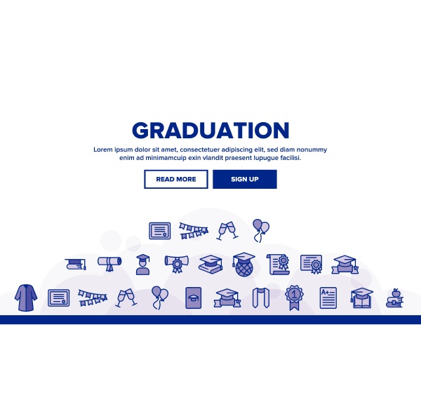 collection graduation thin line icons set