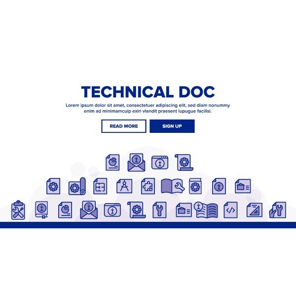 technical documentation thin line icons set