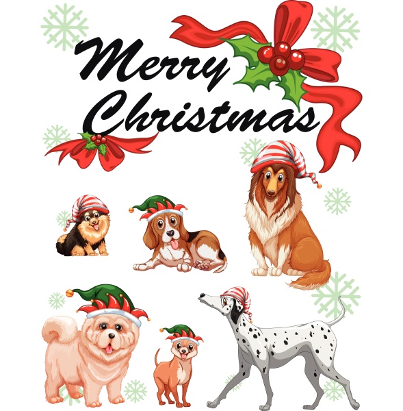 christmas card template with cute dogs