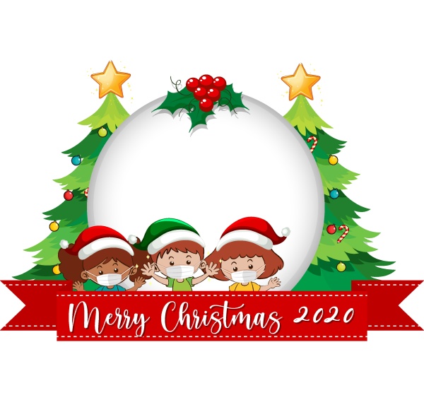 blank circle banner with merry christmas