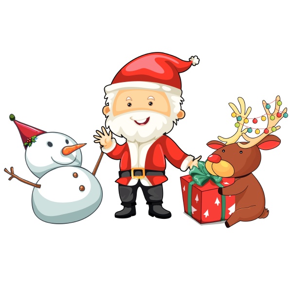 christmas theme with santa and snowman