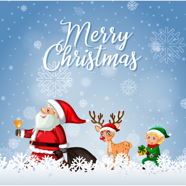 merry christmas font with santa claus