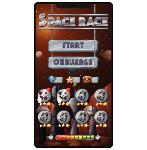 space race mission game on smartphone
