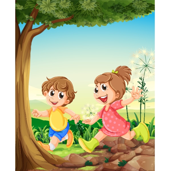 two adorable kids playing under the