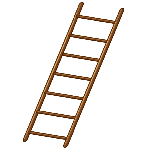 wooden ladder on white background