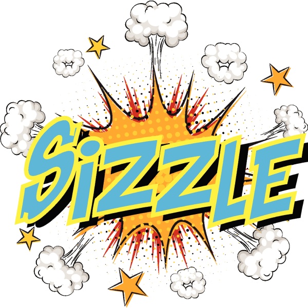 word sizzle on comic cloud explosion