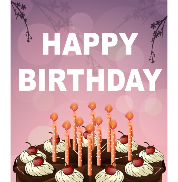 birthday card template with chocolate cake