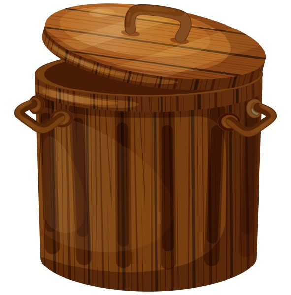 wooden trashcan with lid