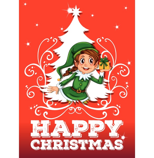 christmas theme with elf and present