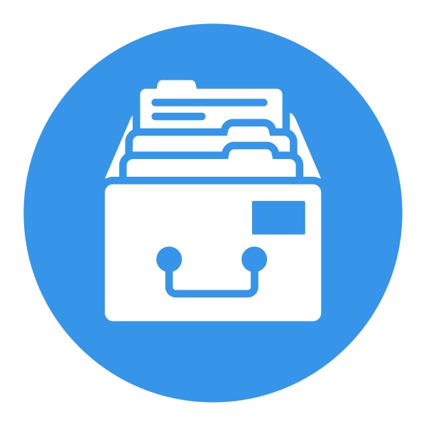 filing cabinet white glyph icon