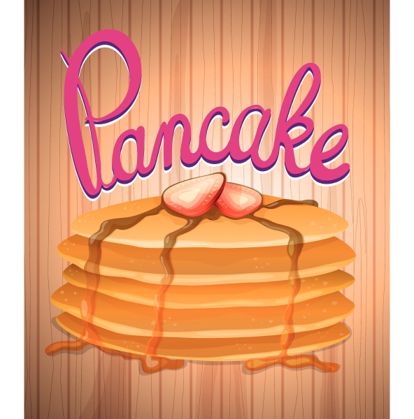 layer of pancake and fresh strawberry